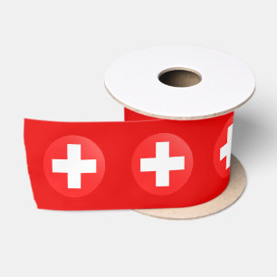 Zwitserse vlag lint, Zwitserland cirkel op rood Lint