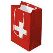Zwitserse vlag medium cadeauzakje (Voorkant Gekanteld)