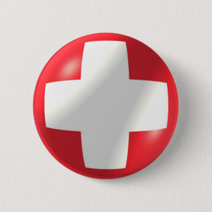 Zwitserse vlag met bubbelButton Ronde Button 5,7 Cm