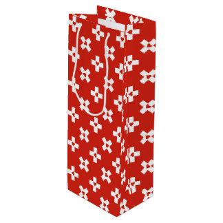 Zwitserse vlag met hartpatroon wijn cadeautas