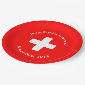 Zwitserse vlag papieren bordje (Gekanteld)