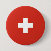 Zwitserse vlag ronde button 7,6 cm (Voorkant)