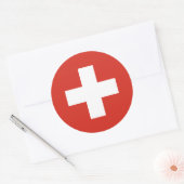 Zwitserse vlag ronde sticker (Envelop)