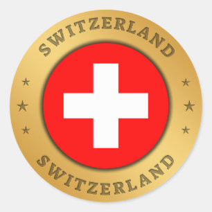 Zwitserse vlag ronde sticker