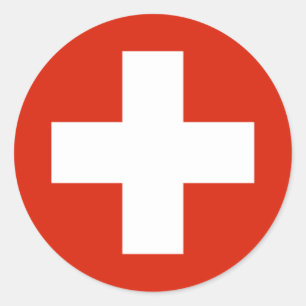 Zwitserse vlag ronde sticker
