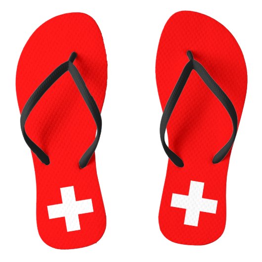 Zwitserse vlag teenslippers (Voetbed)