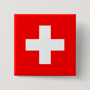 Zwitserse vlag vierkante button 5,1 cm