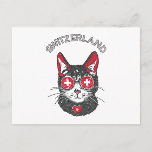 Zwitserse vlag Voetbal Soccer Cat Mascot Briefkaart