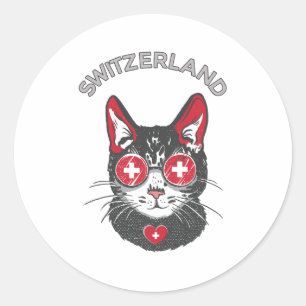 Zwitserse vlag Voetbal Soccer Cat Mascot Ronde Sticker