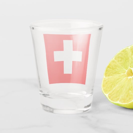 Zwitserse vlag (Zwitserland) Shot Glas (Achterkant)