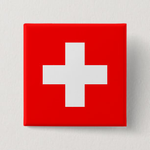 Zwitserse vlag (Zwitserland) Vierkante Button 5,1 Cm