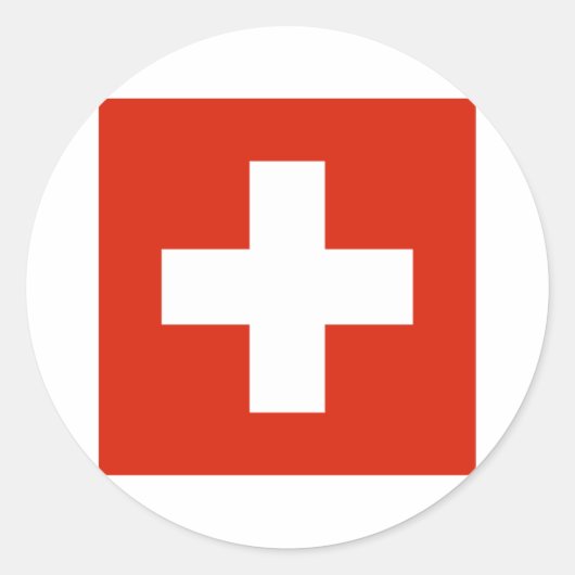 Zwitserse vlaggenproducten ronde sticker (Voorkant)