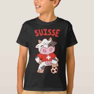 Zwitserse Voetbal Koe Voetbal Fan Zwitserland Vlag T-shirt