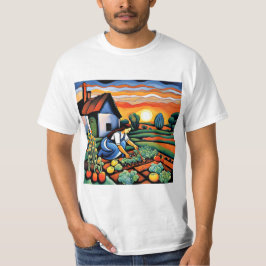 Zwoegend in de moestuin t-shirt