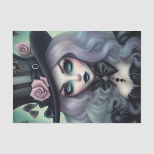 zwoel Mad Hatter Paarse Haar Decoupage Papier (Voorkant)