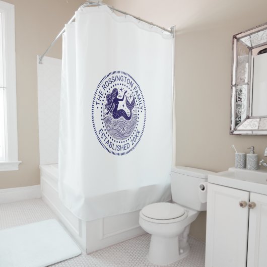 Zwoele Zeemeermin in Golven Familienaam Datum Est Douchegordijn (In situ)