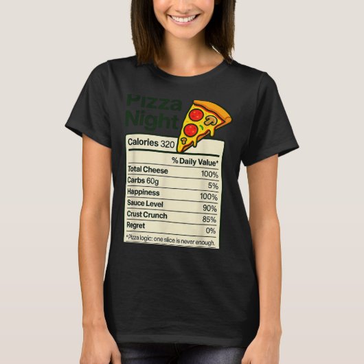 Zza Lover Night Funny Nutrition Facts Costume For T-shirt (Voorkant)