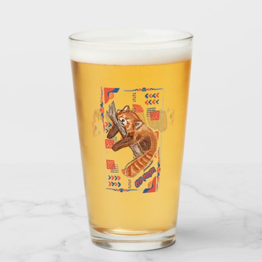 "Zzz" RED PANDA Glas (Achterkant gevuld)